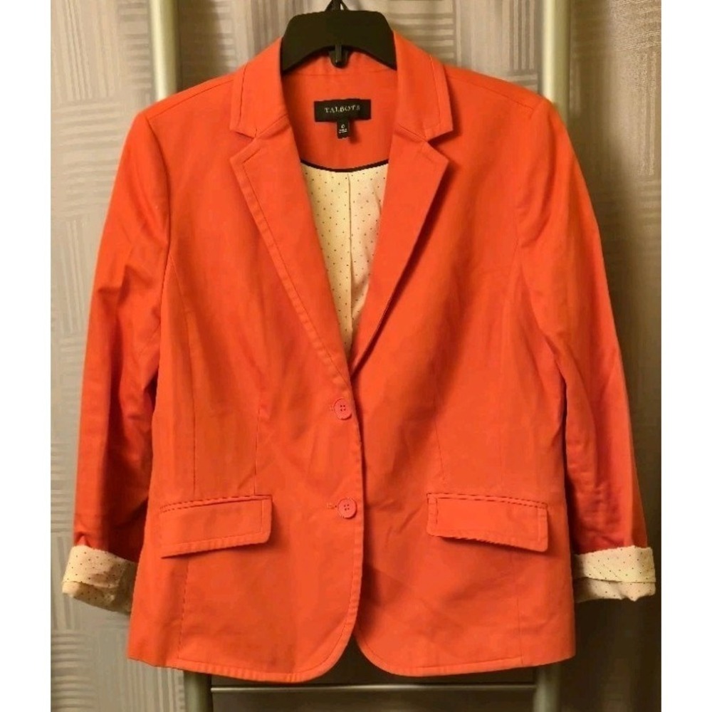 Talbots Classic Orange Red Women's Classic Blazer size 10 Lined Career Office
